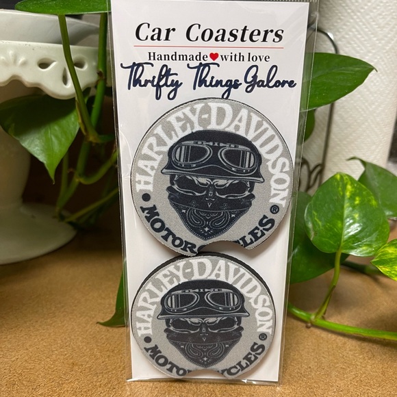 Harley Davidson style car coasters set/2 - Picture 1 of 7